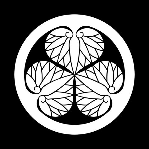 The crest of the Tokugawa (three wild ginger leaves).