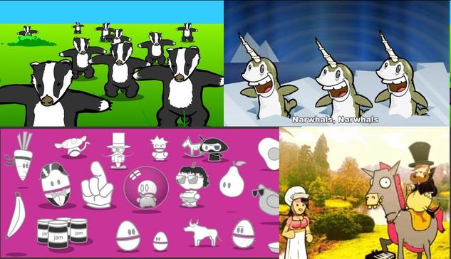 a collection of old flash animations that had strange humor, like badger badger and narwhals narwhals