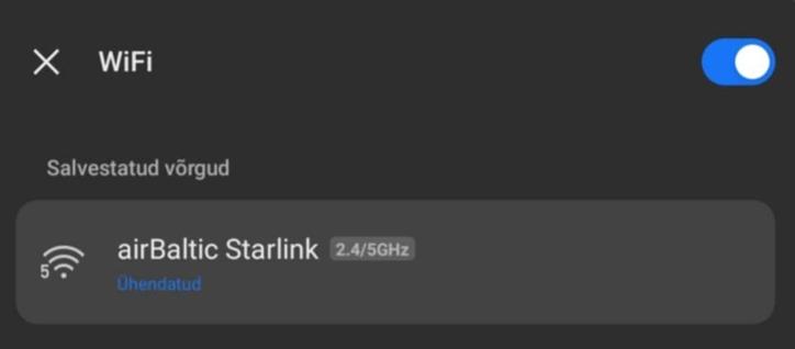 Starlink-based wifi network on airplane during flight.