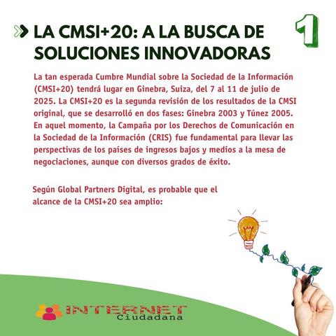 Imagen con texto del artículo sobre La CMSI+20: A la busca de soluciones innovadoras