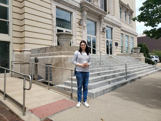 Me standing outside the steps of Huntington, West Virginia's City Hall.