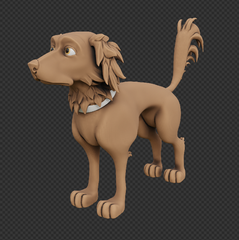 A 3D model of a brown dog