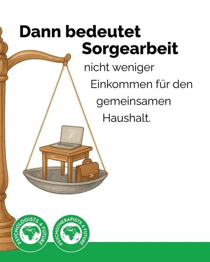 Eine Waagschale mit einem Schreibtisch.
