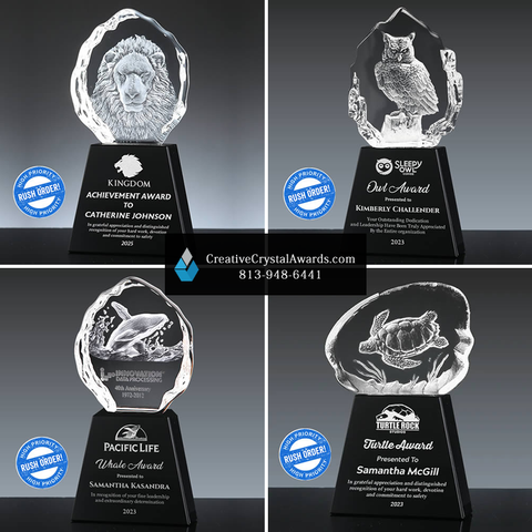 Crystal animal mascot awards, animal crystal awards, crystal animal trophies, crystal animal awards, crystal animal trophy awards, crystal animal iceberg awards, crystal animal sculpture awards, corporate crystal awards in USA, Creative Crystal Awards