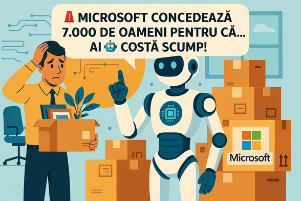 🚨 Microsoft concediază 7.000 de oameni.
Motivul? AI 🤖 costă SCUMP.
Ironia? AI-ul e antrenat chiar pe munca celor demiși.
Nu mai vine "stabilitatea". Vine transformarea.
𝐕𝐫𝐞𝐢 𝐬ă 𝐟𝐢𝐢 𝐩𝐚𝐫𝐭𝐞 𝐝𝐢𝐧 𝐬𝐜𝐡𝐢𝐦𝐛𝐚𝐫𝐞 𝐬𝐚𝐮 𝐝𝐢𝐧 𝐧𝐨𝐬𝐭𝐚𝐥𝐠𝐢𝐞?

#SergiuDinIT #AI #Microsoft #TechLayoffs