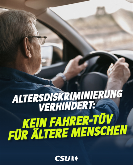 CSU: kein Fahrer-TÜV für ältere Menschen