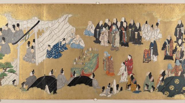 Painting depicting a funeral service.