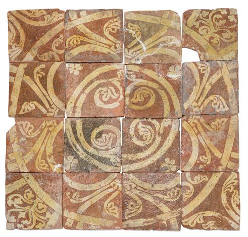 Carreaux de pavement provenant d’un dallage d’un
château féodal du XIIIe siècle.