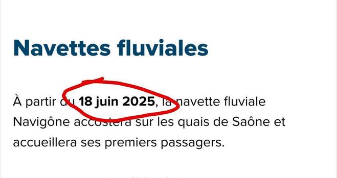 Annonce de l'ouverture des navettes sur la Saône le 18 juin 2025