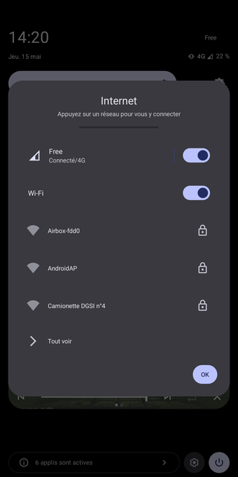 Capture d'écran des réseaux wifi visibles au RPLL2025, avec un réseau wifi "Camionnette DGSI n°4"