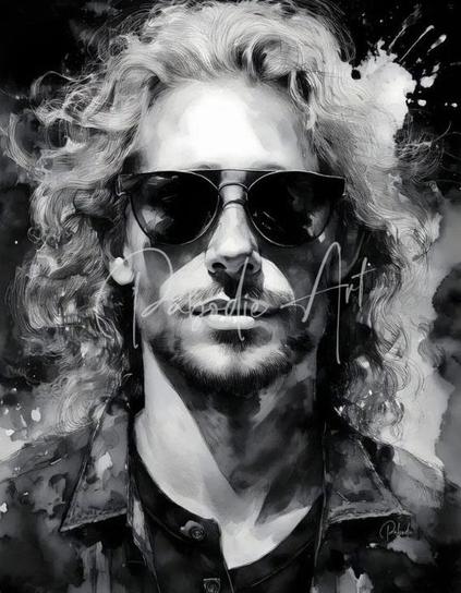The Dude illustration in black and white