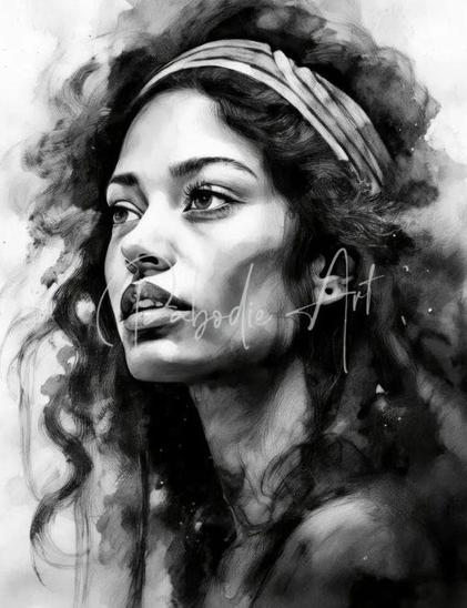 The Singer illustration in black and white