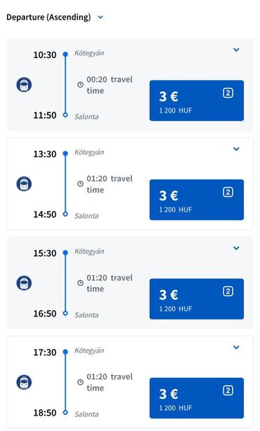 The MÁV online timetable engine shows additional train services between Kötegyán and Salonta running every 2-3 hours