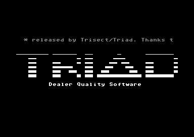 Screenshot of "Insane Story Adventure" - Crack: Triad - Published by Mephistopheles on Commodore 64 (19xx)