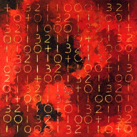 image of numbers scratched into an oil painting