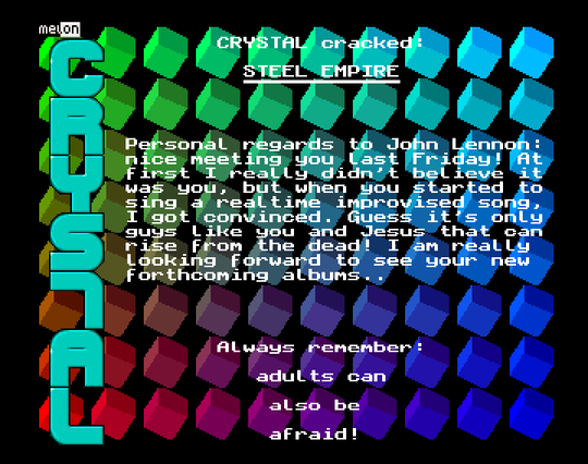 Screenshot of "Steel Empire" - Crack: Crystal (CSL) - Published by Millennium on Commodore Amiga (1992)