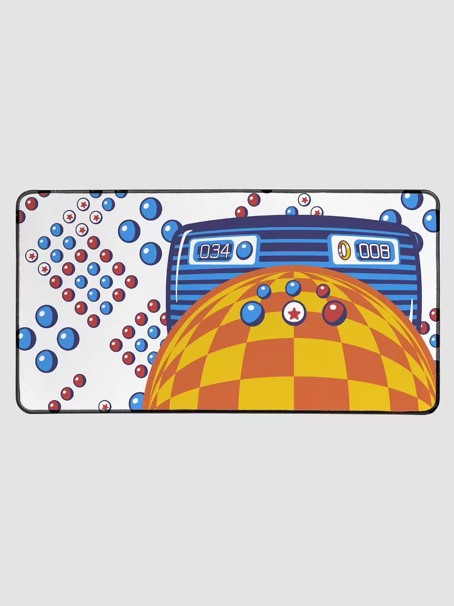 A white mouse mat product mock-up featuring my "Bonus Zone" design