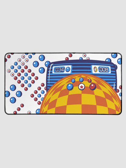A white mouse mat product mock-up featuring my "Bonus Zone" design