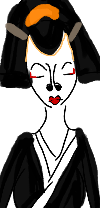 Japanese Geisha woman with her eyes closed