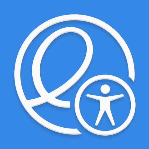 A variant of the elementary logo with the universal access icon overlaid in the bottom right corner