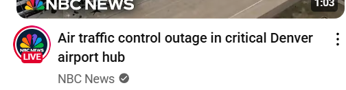 NBC News YouTube video posted 10 mins ago:
Air traffic control outage in critical Denver airport hub