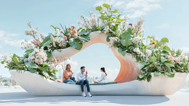 Urban furniture, living bench
An innovative flower bed and street furniture that reflects the idea of integrating nature and design with a functional purpose.