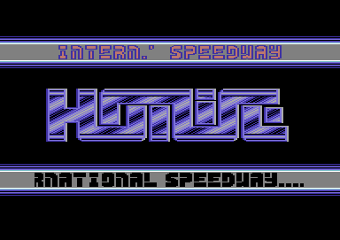 Screenshot of "International Speedway" - Crack: Hotline (HTL) - Published by Silverbird-Probe Software on Commodore 64 (1988)