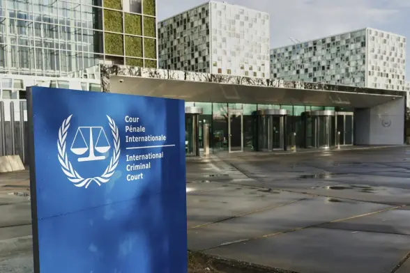 A general view of the exterior of the International Criminal Court in The Hague, Netherlands, March 12, 2025. (AP Photo/Omar Havana, File)