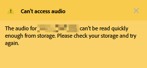 Warning in a Sequence - Can't access audio