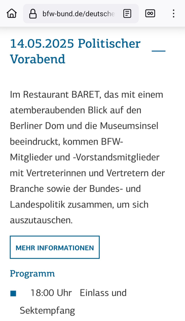 Info über treffen im "Baret" mit Finanzsenator Evers. 