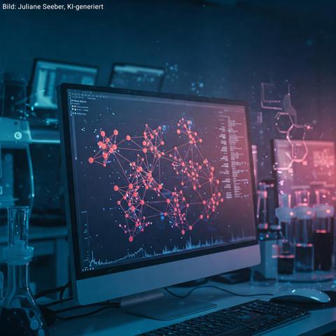 KI-generiertes Bild eines PCs im Labor
