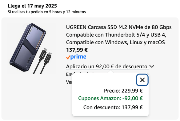 UGREEN Carcasa SSD Thunderbolt 5