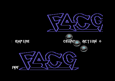 Screenshot of "Mega Phoenix" - Crack: Fantastic Four Cracking Group (F4CG) - Trainer: +1 - Published by Dinamic Software on Commodore 64 (1991)