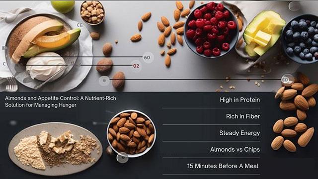 Visual comparison of almonds and chips showing steady energy and satiety benefits of almonds.