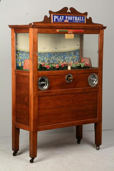 Restored cabinet for the Chester-Pollard Play Football machine.

https://auctions.morphyauctions.com/lot-268621.aspx