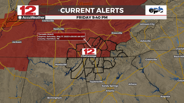 #WDEFWeather #News12Weather - #TornadoWatch 271 issued for SE Tennessee counties in the @WDEFNews12 viewing area until 3 AM CDT / 4 AM EDT Saturday. 