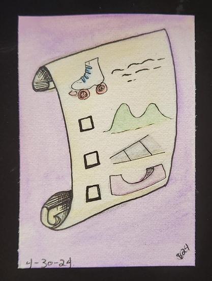 A pictograph rollerskating to-do list 