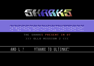 Screenshot of "Ollo II - The Final Conflict" - Crack: Sharks - Published by Craza Soft on Commodore 64 (1986)