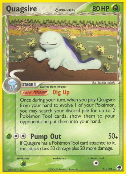 Quagsire δ (Dragon Frontiers) released 2006/11/01. Illustrated by Sachiko Adachi.