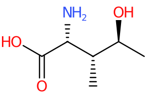 Chemical structure of (2R,3R,4S)-4-hydroxyisoleucine displaying atoms and bonds.
