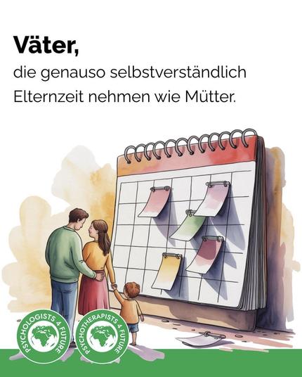 Eine Familie steht vor einem riesigen Spiralblock.