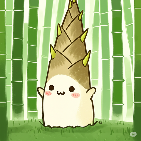 ①« #imagenAi by Gemini-imagen3 »
**Minimalist, simple, bamboo shoot(takenoko) illustration** 
A bamboo shoot drawn in a loose, hand-drawn style with cute lines. The bamboo shoot found by chance while walking through a bamboo forest is a metaphor for discovering happiness. Simple design. A playful and fun atmosphere.
#本日の成果物 #aiartcommunity