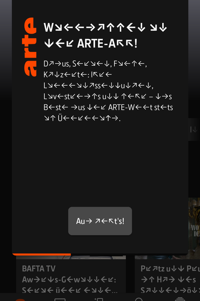 Der "Text" besteht vor allem aus Pfeilen, die in verschiedene Richtungen zeigen..
