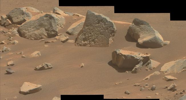 Martian rocks in the sand.