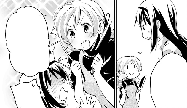Mami inviting Homura on a picnic from the manga series Mitakihara☆Anti-Materials.