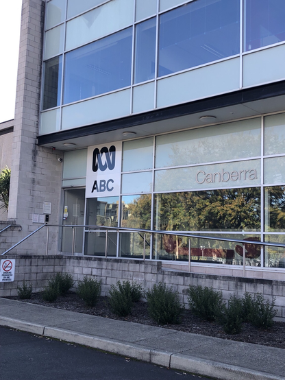 Front of a building with ABC Canberra logo