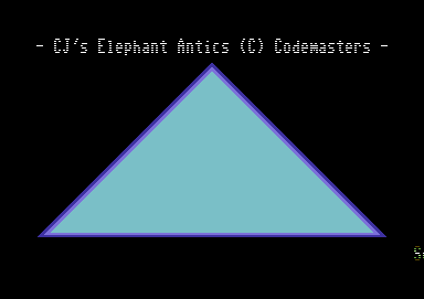 Screenshot of "CJ's Elephant Antics" - Crack: Triangle (3532) - Published by Code Masters on Commodore 64 (1991)