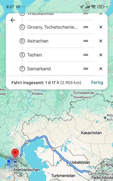 Wegbeschreibung bis Samarkand
