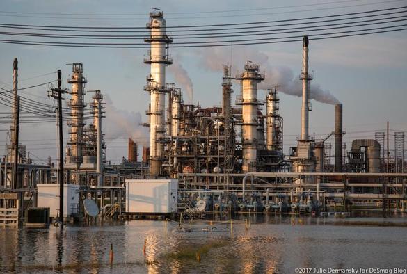 a flooded Louisiana refinery