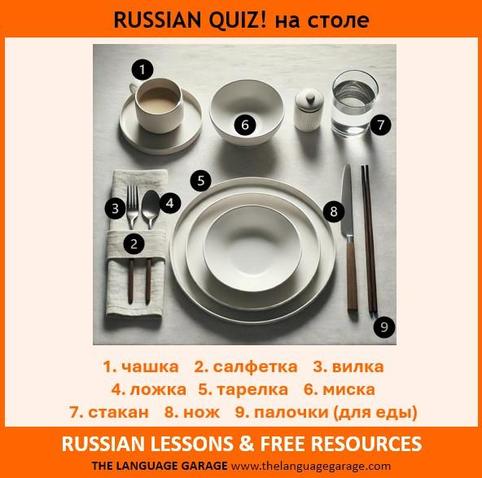 Russian Vocabulary Quiz, image of a table setting